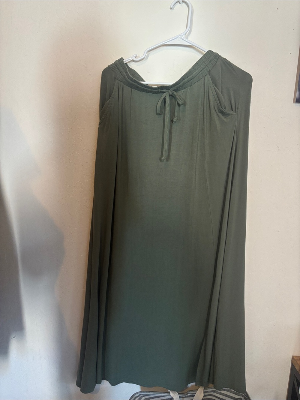 Women's Olive Drawstring Maxi Skirt